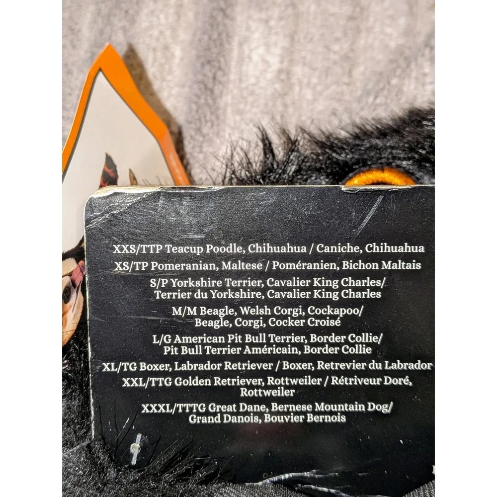 Spider Pet Dog Halloween Costume Black Orange Fluffy Fur Hoodie XL NWT‎